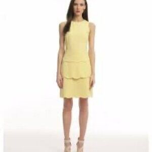 Belle Badgley Mischka Yellow Scalloped Shift‎ EUC